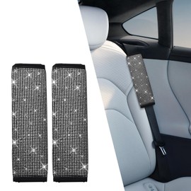 QZTYTY Bling Seat Belt Covers, Seat Belt Covers for Women, Car Seatbelt Shoulder Pads with Rhinestone, Car Interior Accessories Diamonds Glitter Seatbelt Cushions Universal Fit Auto Truck (White)
