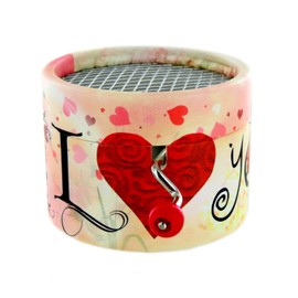Round Hand-cranked Musical Box/Music Box Made of Reinforced Cardboard - Hymne à L'Amour (Edith Piaf)