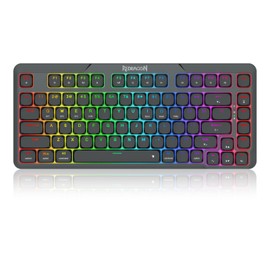 Redragon K706 PRO 75% Wireless Gasket RGB Gaming Keyboard, 3-Modes 82 Keys Compact Mechanical Keyboard w/Ultra Slim Board, Low-Profile Linear Red Switch and Dual Win/MAC System