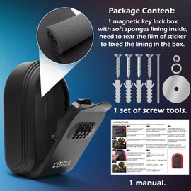 Magnetic Key Holder Under Car,Magnetic Key Box with Combination Lock, Car Window Safe Box with 5 Strong Magnet,Waterproof Hide Lock Box for Vehicles(Black)