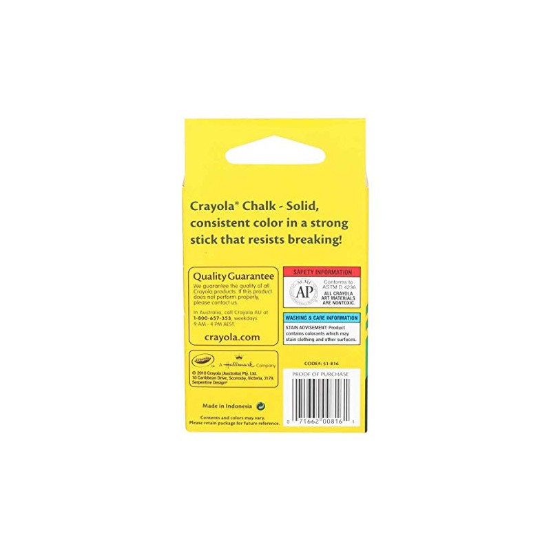 Crayola Colored Low Dust Chalk, 12Ct