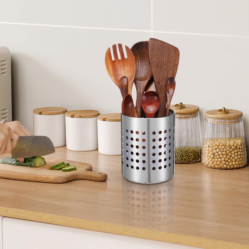 mekueeex Metal Utensil Holder Set, Small SUS401 Steel Utensil Holder