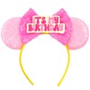 YOWOCAL Sequin Birthday Mouse Ears Headband,Pink Park Ears Princess mouse