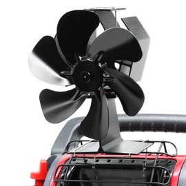 Wood Stove Fan Heat Powered, 6-Blade Thermoelectric Non-Electric Silent Operation Aluminum Fireplace Fan With Bracket Fixed On Propane Heater For Pellet Stoves Camping/Picnics/Indoor/Outdoor Black