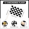 Ckexin 12 Pack Checkered Small Stick Flag 12x18 Inch Black