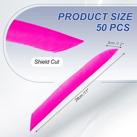 PATIKIL Arrows Vanes, 50 Pack 11 Inch Turkey Feather Arrow Fletching Archery Arrow Feather Left Wing Shield Fletch for DIY Target Shooting, Pink