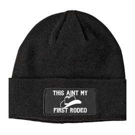 This Aint My First Rodeo Country Winter Knit Adult Beanie Hat Black