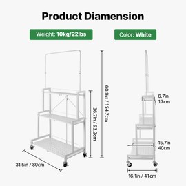 HomiShare 4-Tier Foldable Plant Stand with Wheels, No Tools Assembly, Sturdy Step Shelf for Indoor Outdoor Use, White – Organize Pots, Save Space, Roll & Store Easy