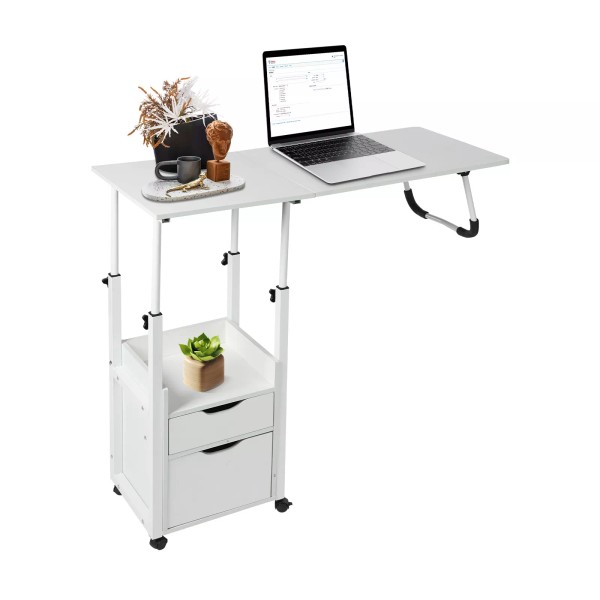 OCASAMI Overbed Table w/ Wheels, Movable Bedside Table, Height Adjustable