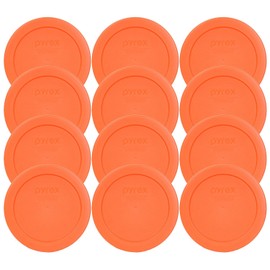Pyrex 2 Cup Orange Round Storage Lid/Cover #7200-PC for Glass Mixing Bowls-12 Pack
