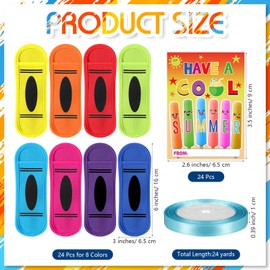 Skybooly 24 Sets End of Year Student Gift Includes 24 Pcs Reusable Ice Lolly Sleeves, Antifreezing Freezer Pop Sleeves 24 Pcs Gift Cards with 1 Roll Ribbon for Classroom Prizes Summer Party (Crayon)