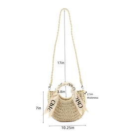 Women's Shoulder Handbags Straw Beach Bag Woven Crossbody Bag Handbag Purse Summer Beach Bags Off White