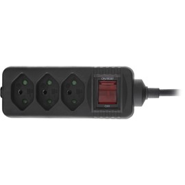InLine® Switzerland 3-Way Power Strip with Switch 1.5 m Black