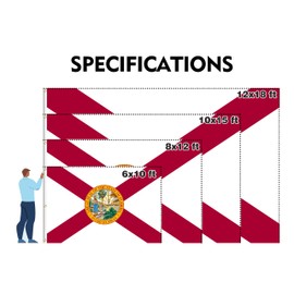 Florida State Extra Large Flag 12x18FT FL Giant Flag Polyester Vivid Color Fade Resistant With 5 Brass Grommets For Florida Themed Festival Events Party Decoration Indoor Outdoor(FL, 12x18FT)