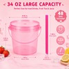 48 Set Clear Pink Bucket Cups with Lids and Straws,