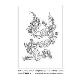 kobench Semi Permanent Tattoos,Dragon Flying In The Clouds - K197 Design,Waterproof,Easy-to-Apply,Long Lasting 1-2 Weeks, Plant-Based,Dragon Tattoos
