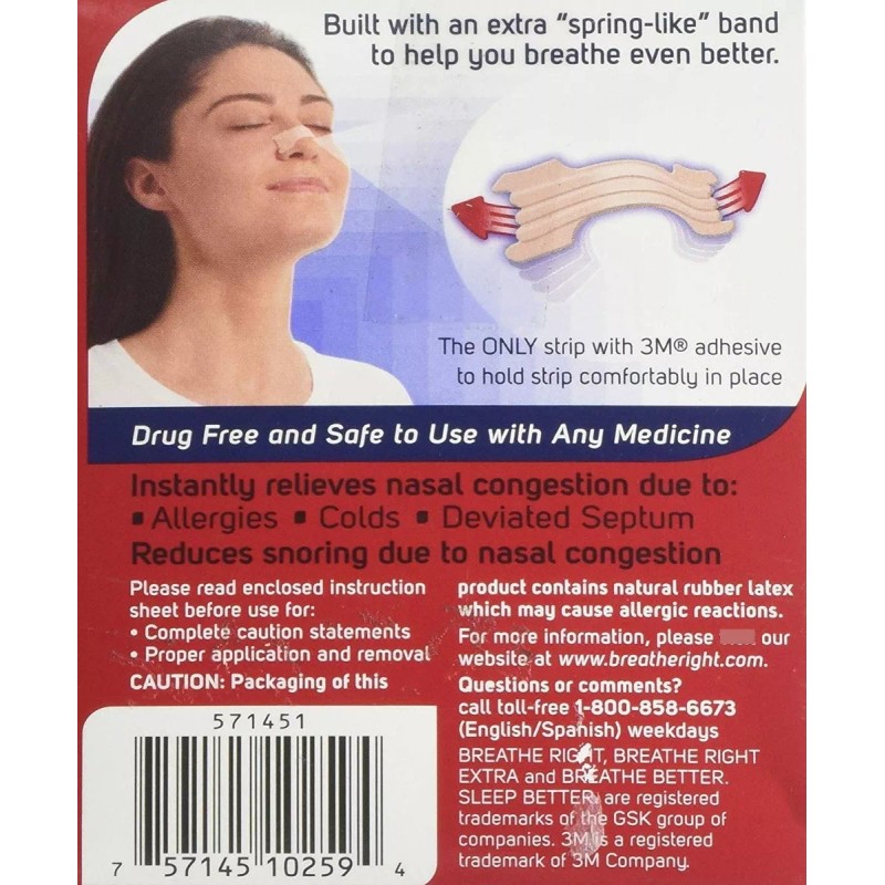 Breathe Right Tiras Nasales Extrafuerte Un Tamaño Para Todos