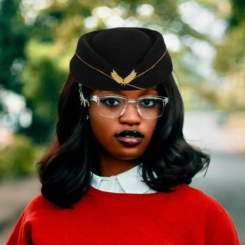 Unomor Women’S Airline Stewardess Beret Hat - Attendant Cap in