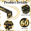 60th Birthday Table Runner, Black Gold Party Birthday Table RunnerTablecloth