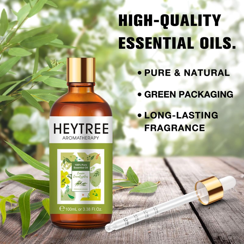 HEYTREE Lemon Eucalyptus Essential Oil - Refreshing Aromatherapy Oil for