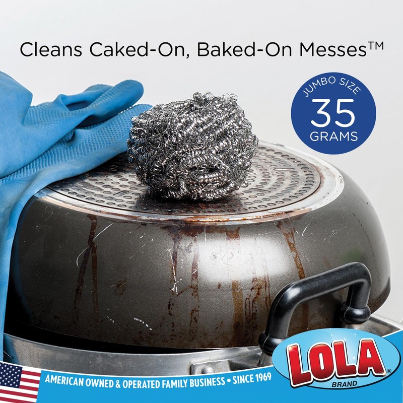 Stainless Steel Wool Scourer -Jumbo Sized- 12 Pack, 35 Grams,