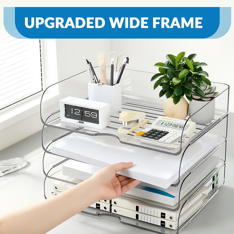 4-Tier Horizontal Acrylic Paper Organizer for A4/Letter Documents