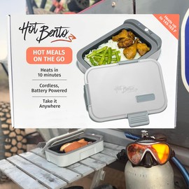 Hot Bento – Self Heated Lunch Box and Food Warmer – Battery Powered, Portable, Cordless, Hot Meals for Office, Travel, Jobsite, Picnics, Outdoor Recreation, Kitchen Meal Prep (Titanium) (HB-T-1)