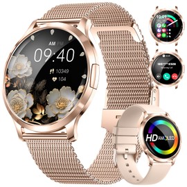 SUNKTA Smart Watch for Women(Dial/Answer Call), 1.32" AMOLED HD Display, 100+ Sports Mode Fitness Tracker Watch, 5ATM Waterproof/IP68/Sleep Smartwatch Women, iOS Android Smart Watches for Women