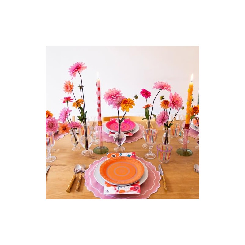 2 x Handmade Orange & Pink Colourful Raffia Placemats Vibrant