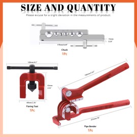 Tanstic 2Pcs Flaring Tool and Tube Bender, 5/8" 5/16" 3/16" 1/4" 3/8" 1/2" Line Flaring Tools and 3 in 1 Copper Bender 1/4" 5/16" 3/8" Manual Tubing Bender for Pipe Copper Brass Aluminum