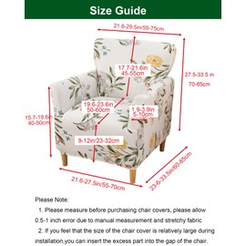 CRFATOP Stretch 1 Piece Chair Covers with Arms Printed Accent Chair Cover Armchair Flower Soft Banquet Armchair Covers Washable Chair Slipcovers for Living Room Office Reception Reading Sofa,B08