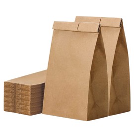 Glownary - White Paper Bags for Lunch, Craft, or Takeout. (4 LB, 100 Count - Brown)