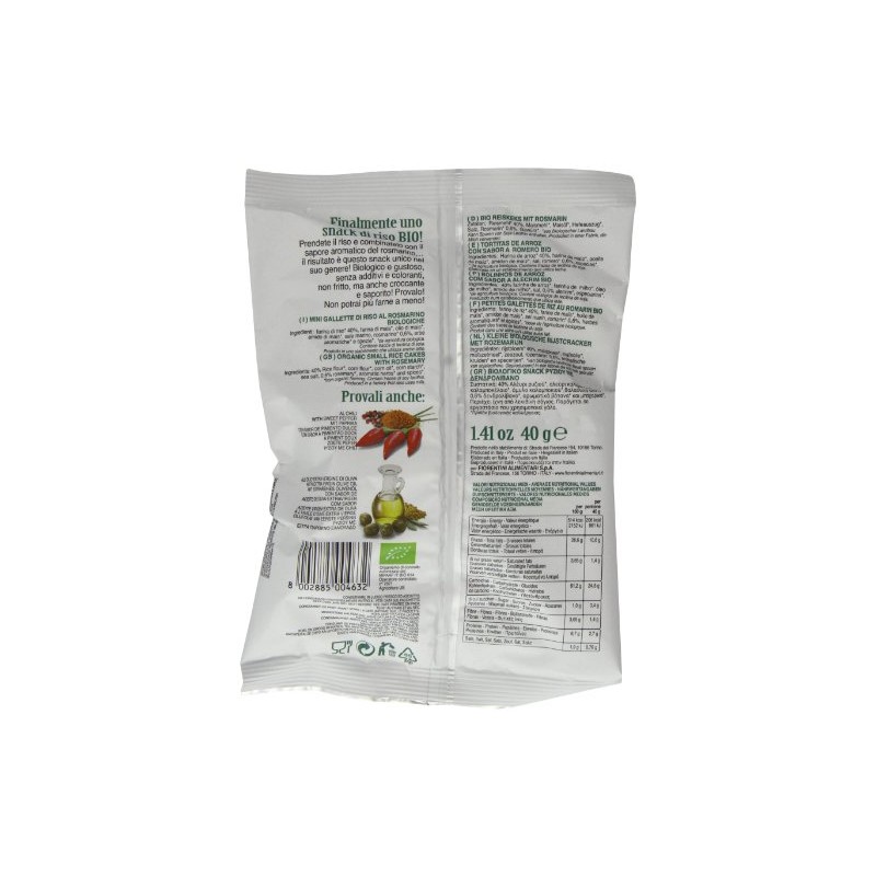 Fiorentini Organic Rice Snack with Rosemary 40 g (Pack of
