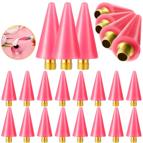 16 Pieces Nail Rhinestones Picker Wax Replacement Head Tips with Case for Nail Dotting Pen to Pick Up Nail Gem Jewelry, Replacement Wax Head Accessories (Pink)