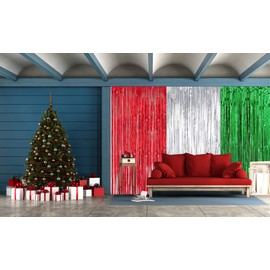 2 Pack Red and Blue Foil Fringe Curtains Photo Booth Prop Tinsel Streamer Backdrops Birthday Party Supplies Bachelorette Bridal Wedding Baby Shower Graduation Party Decorations 3.3 x 6.6 ft