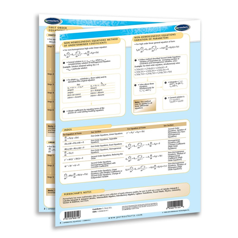 Differential Equations Guide - Math Quick Reference Guide by Permacharts