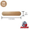 Rhino Wood Industries 200 Pack Dowel Pins (1/4" x 1