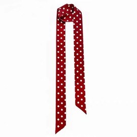 Women's Satin Belt 5 cm x 195 cm Band Imitation Silk Long Scarf Dress Waistband Hat Accessories, claret polka dot