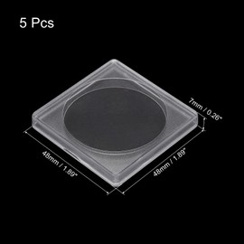 PATIKIL Coin Snap Holder, 5 Pack Coin Collection Case Square with Foam Gasket Coins Display Box Fit 20/25/30/35/40mm Coins for Collector Collection Supplies, Clear Black