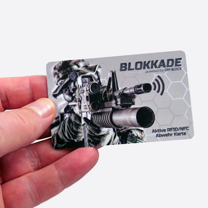 BLOKKADE Off-Block Active RFID/NFC Blocking Card Motif "Rebel Hunter One"