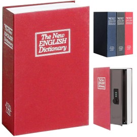 Vivva Home Dictionary Diversion Metal Secret Safe Lock Box, Book Safe with Combination Lock, Hidden Safe, Stash Safe Box, Coverbook Safe Containers for Cash and Jewelry (Red - 24x15.5x5.5cm)