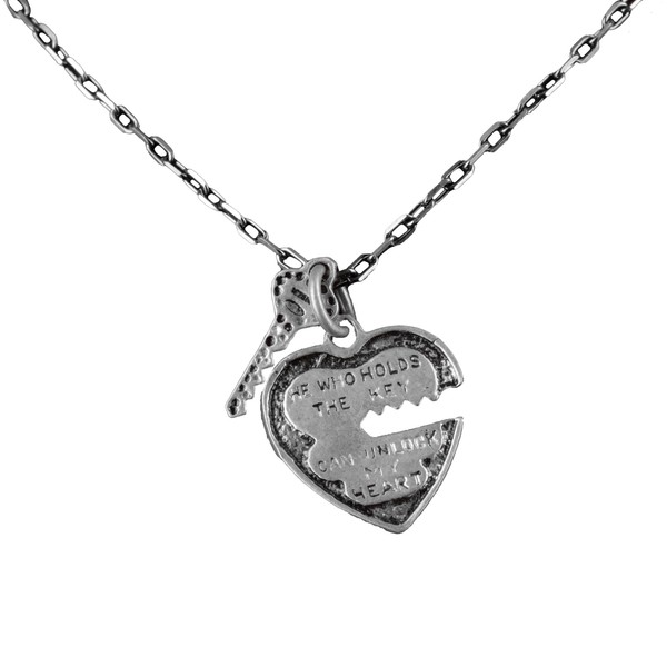 Heart Lock Necklace, Valentine's Day Gift, Key Necklace, Heart Keyed