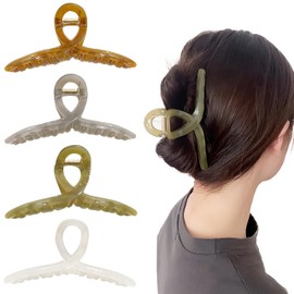 PACTIV Korean 4 pcs Lightweight Jelly-colored Acrylic Hair Clips Non Slip Strong Hold Hair Claw Clip All Match Hair Accessories 1 count (Pack of 4) MULTI