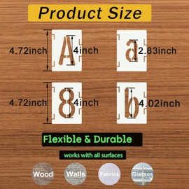 DZXCYZ 4 Inch Alphabet Letter Stencils, 66 Pcs Reusable Plastic Letter Number Symbol Interlocking Drawing Template Kit for Painting on Wood, Wall, Glass, Fabric, Signage, Door Porch