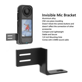 Invisible Mic Bracket for Insta 360 X4 X3 X2 Accessories, External Microphone Holder Microphone Expansion with 3.5mm Sound Cable Microphone Mount