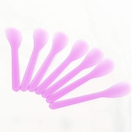 50 PCS 5 Inch Purple Professional Plastic Facial Cream Spatula Mixing and Sampling Emulsion Cream Cosmetic Spoon Facial Care DIY Accessories for Beauty Product