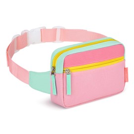WOOMADA Fanny Pack, Crossbody Bag Waist Bag with Adjustable Waistband, Cute Belt Bag for Gifts(Turquoise&Pink)