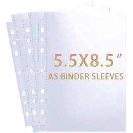 30 Pack 60 Pockets 5.5x8.5” Sheet Protector Sleeves for 6 Ring A5 Binder, A5 Mini 3 Ring Binder, Ultra-Clear Playbill Holder Sleeves, Double-Sided, Top Loading Sheet Protector for Paper Report