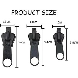 6 Piece Black Zip Repair Kit, Fix A Zipper, Metal Universal Zip Zipper, Repair Kit Replacement Zippers, Zippy Repair Replacement Parts for Jackets, Suitcases, Backpacks Sliders