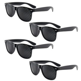 SNBUHA 4 Pcs Pinhole Glasses, Grid-Glasses for Eyesight Improvement and Eye Training, Anti-Fatigue Eye Protection, Unisex(Black)